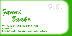 fanni baahr business card